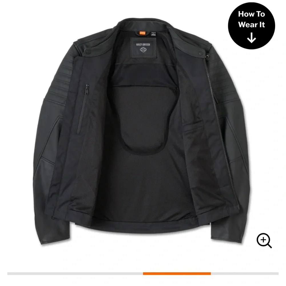 Harley-Davidson Men's Black Leather Bomber Jacket - Picture 4 of 5